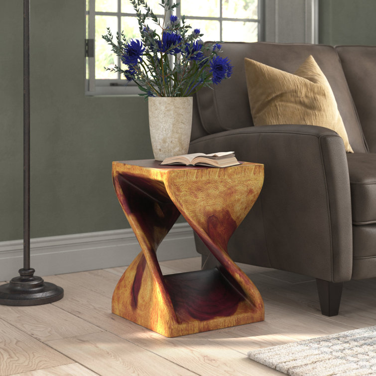 solid wood abstract end table